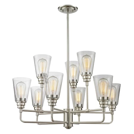 Z-Lite Annora 9 Light Chandelier, Brushed Nickel & Clear 428-9-BN